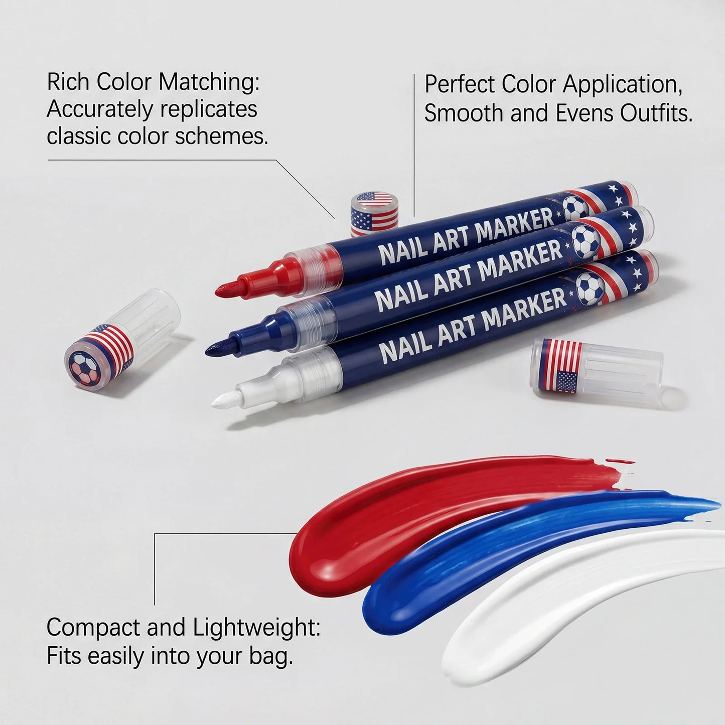 World Cup Fan Nail Art Pens – 12 Quick-Dry Colors for Game Day Looks & Team Spirit
